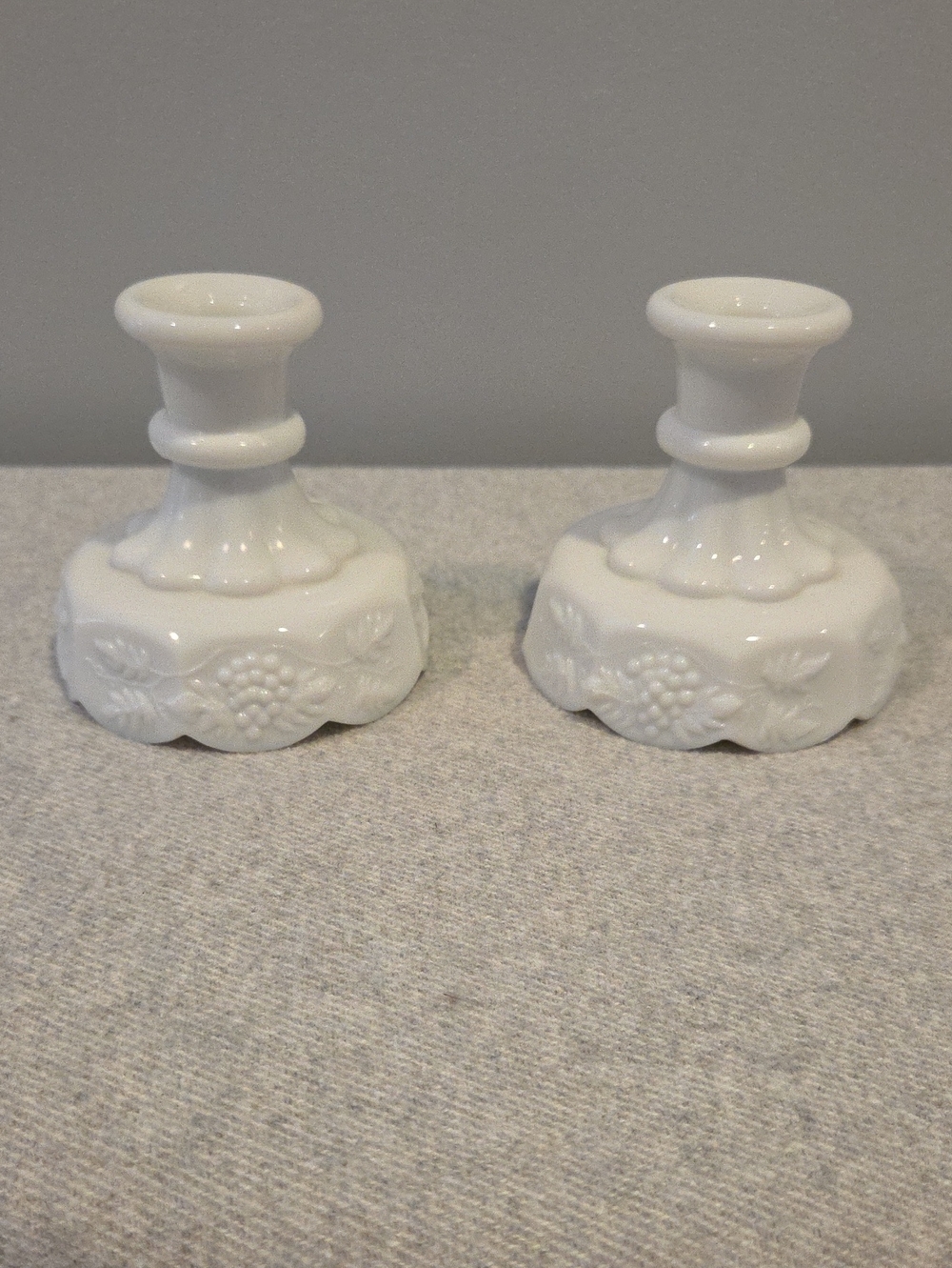 Set Of 2 Milk Glass Candle Holders.